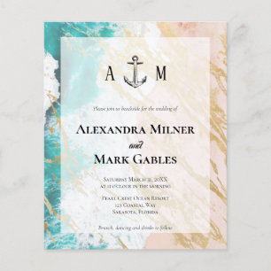 Papier Faire-part de mariage Budget Golden Beach Anchor