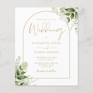Papier Faire-part de mariage Budget Greenery Gold Arch