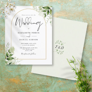 Papier Faire-part de mariage Budget Greenery Gold Arch