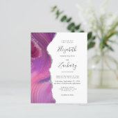 Papier Faire-part de mariage Budget Magenta Silver Agate (Debout devant)