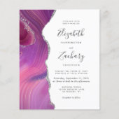 Papier Faire-part de mariage Budget Magenta Silver Agate (Devant)