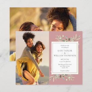 Papier Faire-part de mariage Budget Mauve Greenery Photos