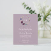 Papier Faire-part de mariage Budget Monogram Violet Couro (Debout devant)