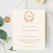 Papier Faire-part de mariage budget monogramme beige