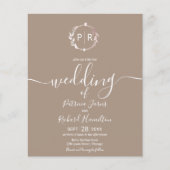Papier Faire-part de mariage budget monogramme grullo (Devant)
