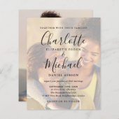 Papier Faire-part de mariage Budget noir Script 2 Photos (Devant / Derrière)