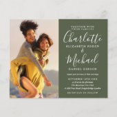 Papier Faire-part de mariage Budget Olive Script Photos (Devant)