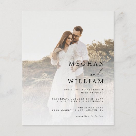 Papier Faire-part de mariage Budget photo de script moder (Devant)