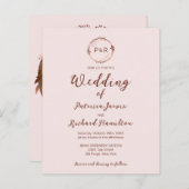 Papier Faire-part de mariage budget Rose Brumeuse Monogra (Devant / Derrière)