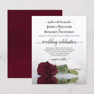 Papier Faire-part de mariage BUDGET Rose de Bourgogne réf