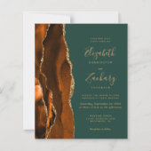 Papier Faire-part de mariage Budget Rust Dark Green Agate (Devant)