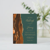 Papier Faire-part de mariage Budget Rust Dark Green Agate (Debout devant)