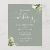 Papier Faire-part de mariage Budget Sage Greenery Script (Devant)
