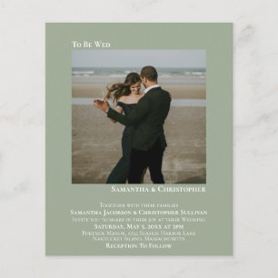 Papier Faire-part de mariage BUDGET Sage Photo Minimalist