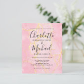 Papier Faire-part de mariage Budget Signature Script Rose (Debout devant)