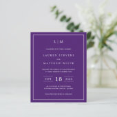 Papier Faire-part de mariage budget simple violet Monogra (Debout devant)
