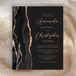 Papier Faire-part de mariage Budget Slate Black Rose Gold