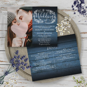 Papier Faire-Part de Mariage Budget Tout En Un Bleu Rusti