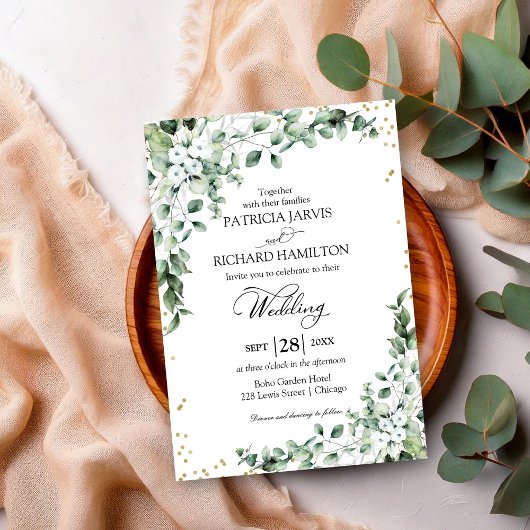Papier Faire-part de mariage budget vert eucalyptus