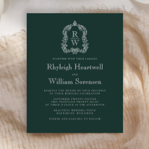 Papier Faire-part de mariage Budget Vert Forêt Blason Mon