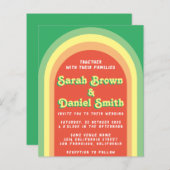 Papier Faire-part de mariage budget vert Retro Funky Arch (Devant / Derrière)