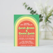 Papier Faire-part de mariage budget vert Retro Funky Arch (Debout devant)