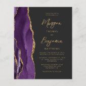 Papier Faire-part de mariage Budget Violet Agate Script (Devant)