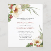 Papier Faire-part de mariage Budget White Rose Wild Straw (Devant)