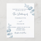 Papier Faire-part de mariage budgétaire bleu blanc pour l (Devant)