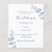 Papier Faire-part de mariage budgétaire bleu blanc pour l (Devant)