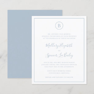 Papier Faire-part de mariage budgétaire bleu outremer tra