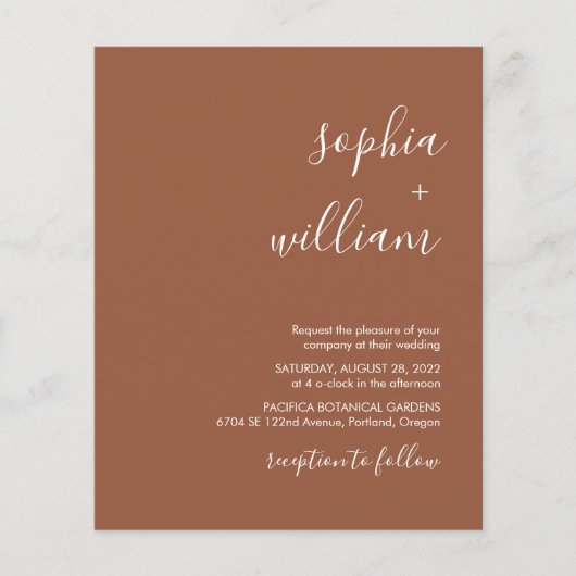 Papier Faire-part de mariage budgétaire Boho Terracotta (Devant)