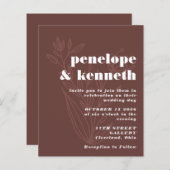 Papier Faire-part de mariage budgétaire - Botanique Brown (Devant / Derrière)
