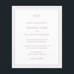 Papier Faire-part de mariage budgétaire classique rose él<br><div class="desc">Le style classique rose rose roux tout en un faire-part de mariage budget avec un design simple et minimal avec votre monogramme en haut et vos détails de l'événement entouré d'une double bordure. Les fontes alternent entre un script élégant, une fonte serif traditionnelle et minimaliste sans serif. Le dos contient...</div>