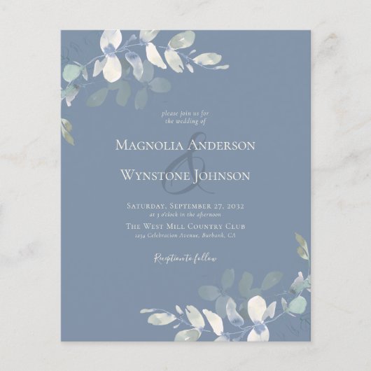 Papier Faire-part de mariage budgétaire | Code QR Eucalyp (Devant)