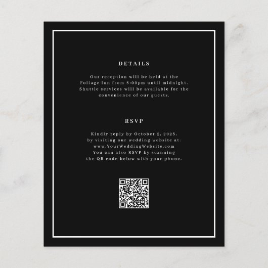 Papier Faire-part de mariage budgétaire de code QR minima (Dos)