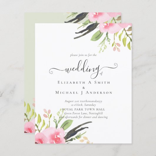 Papier Faire-part de mariage budgétaire de qualité d'oliv (Devant / Derrière)