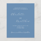 Papier Faire-part de mariage budgétaire de script bleu fo (Devant)