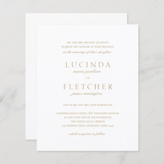 Papier Faire-part de mariage budgétaire du code QR offici (Devant / Derrière)