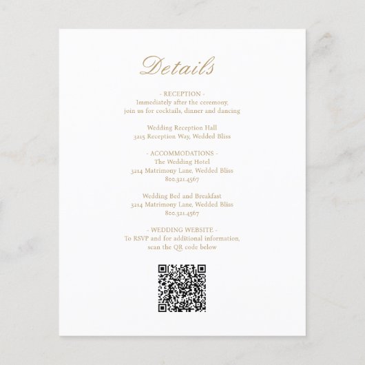 Papier Faire-part de mariage budgétaire du code QR offici (Dos)
