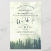 Papier Faire-part de mariage BUDGÉTAIRE Foggy Green Fores (Devant)