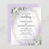 Papier Faire-part de mariage budgétaire géométrique viole (Devant / Derrière)