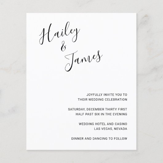 Papier Faire-part de mariage budgétaire moderne minimalis (Devant)