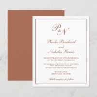 Faire-part de mariage budgétaire Monogram Terracot