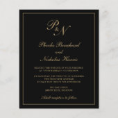 Papier Faire-part de mariage budgétaire Monogramme noir e (Devant)