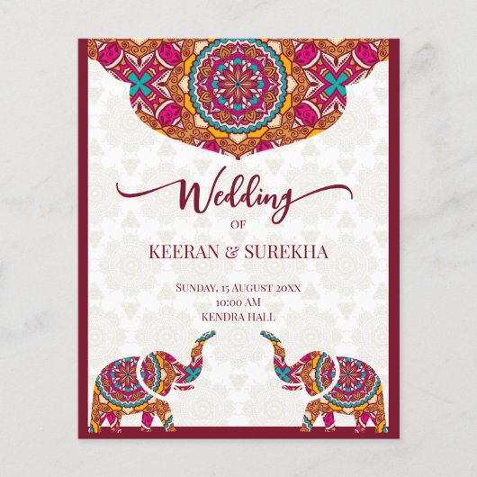 Papier Faire-part de mariage budgétaire pour éléphant Man (Devant)