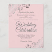 Papier Faire-part de mariage BUDGÉTAIRE rose et gris (Devant)