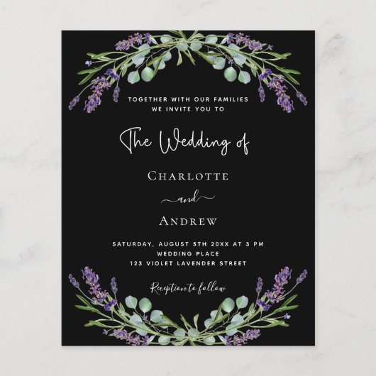 Papier Faire-part de mariage budgétaire RSVP pour lavande (Devant)