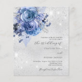 Papier Faire-part de mariage budgétaire RSVP QR bleu arge (Devant)