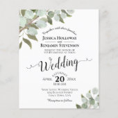 Papier Faire-part de mariage BUDGÉTAIRE Russe Eucalyptus (Devant)